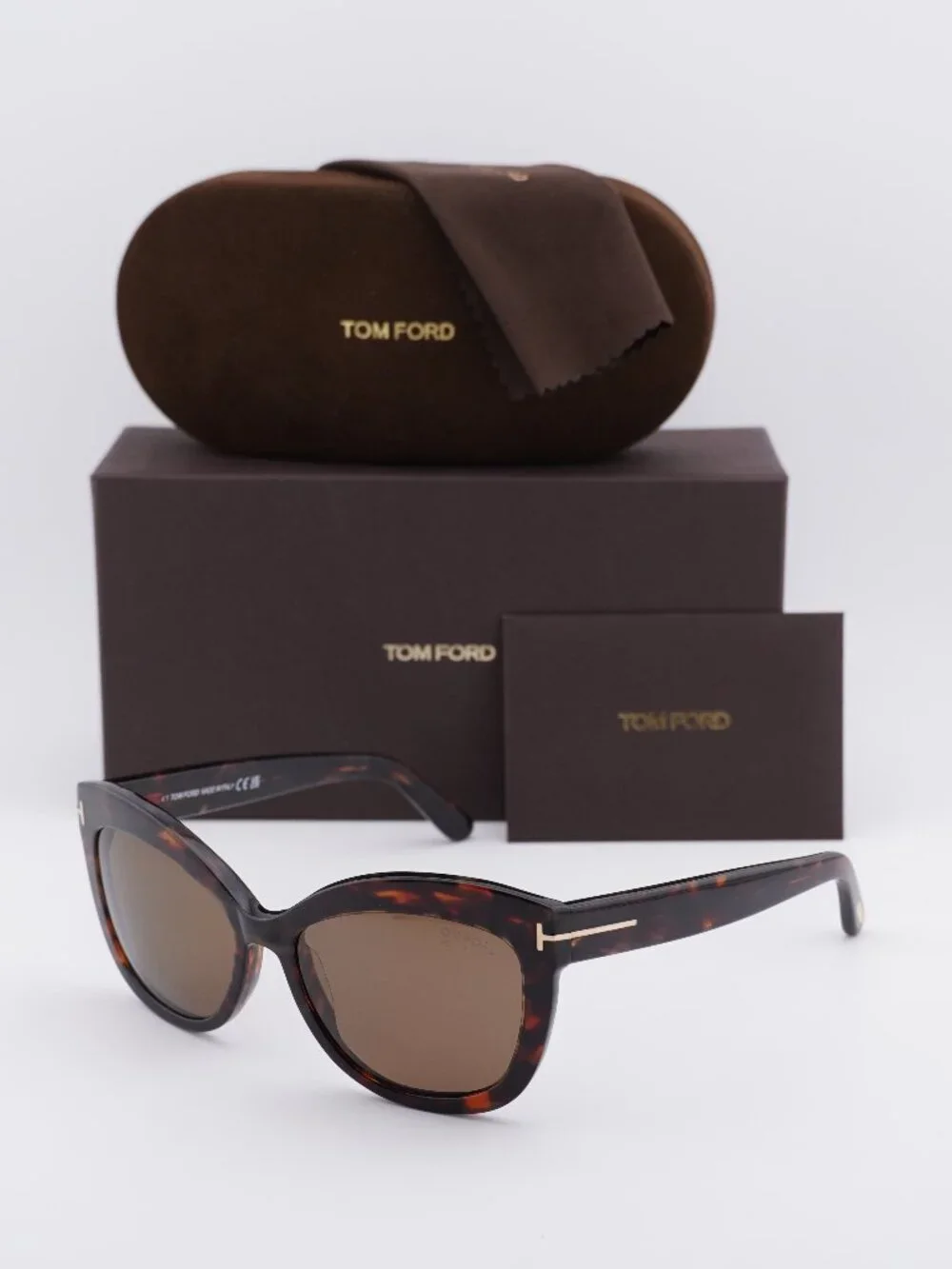 Tom Ford Alistair FT0524 54H Cat Eye Sunglasses - Red Havana/Brown Polarized